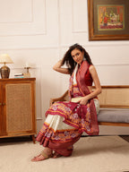 Hiral Fashion Off White Ikkat Kotha Silk Floral Digital Print Saree | Grocsy