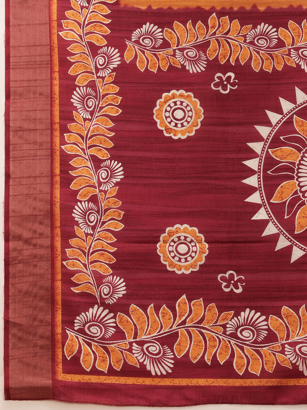 Hiral Fashion Off White Ikkat Kotha Silk Floral Digital Print Saree | Grocsy