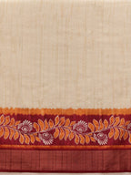 Hiral Fashion Off White Ikkat Kotha Silk Floral Digital Print Saree | Grocsy