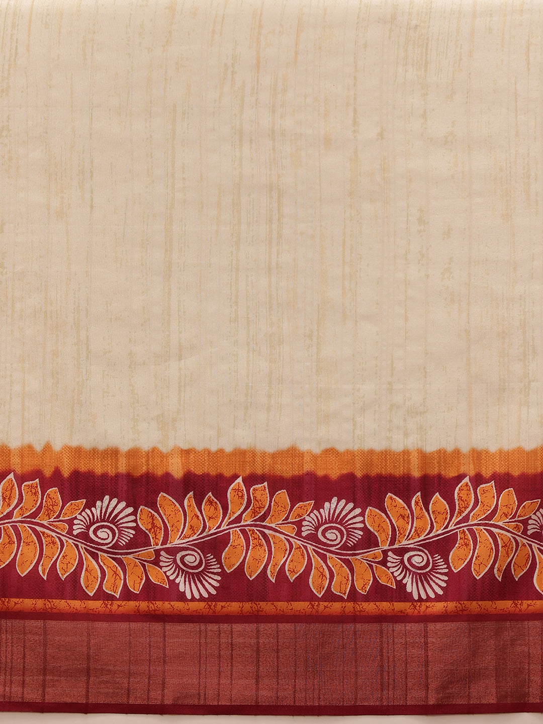 Hiral Fashion Off White Ikkat Kotha Silk Floral Digital Print Saree | Grocsy