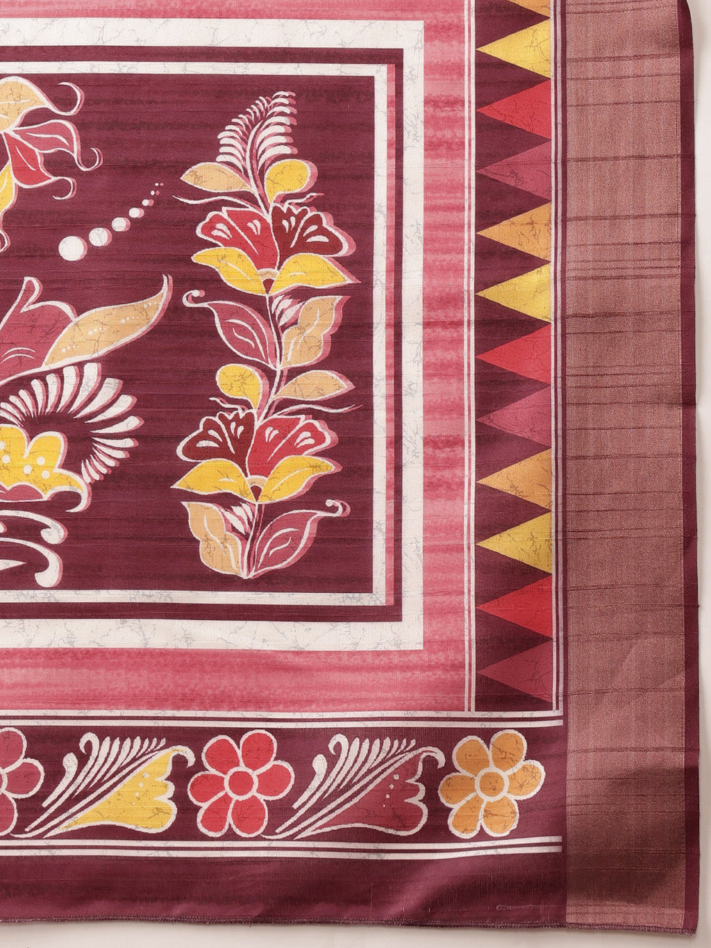 Hiral Fashion Pink Ikkat Kotha Silk Floral Digital Print Saree | Grocsy
