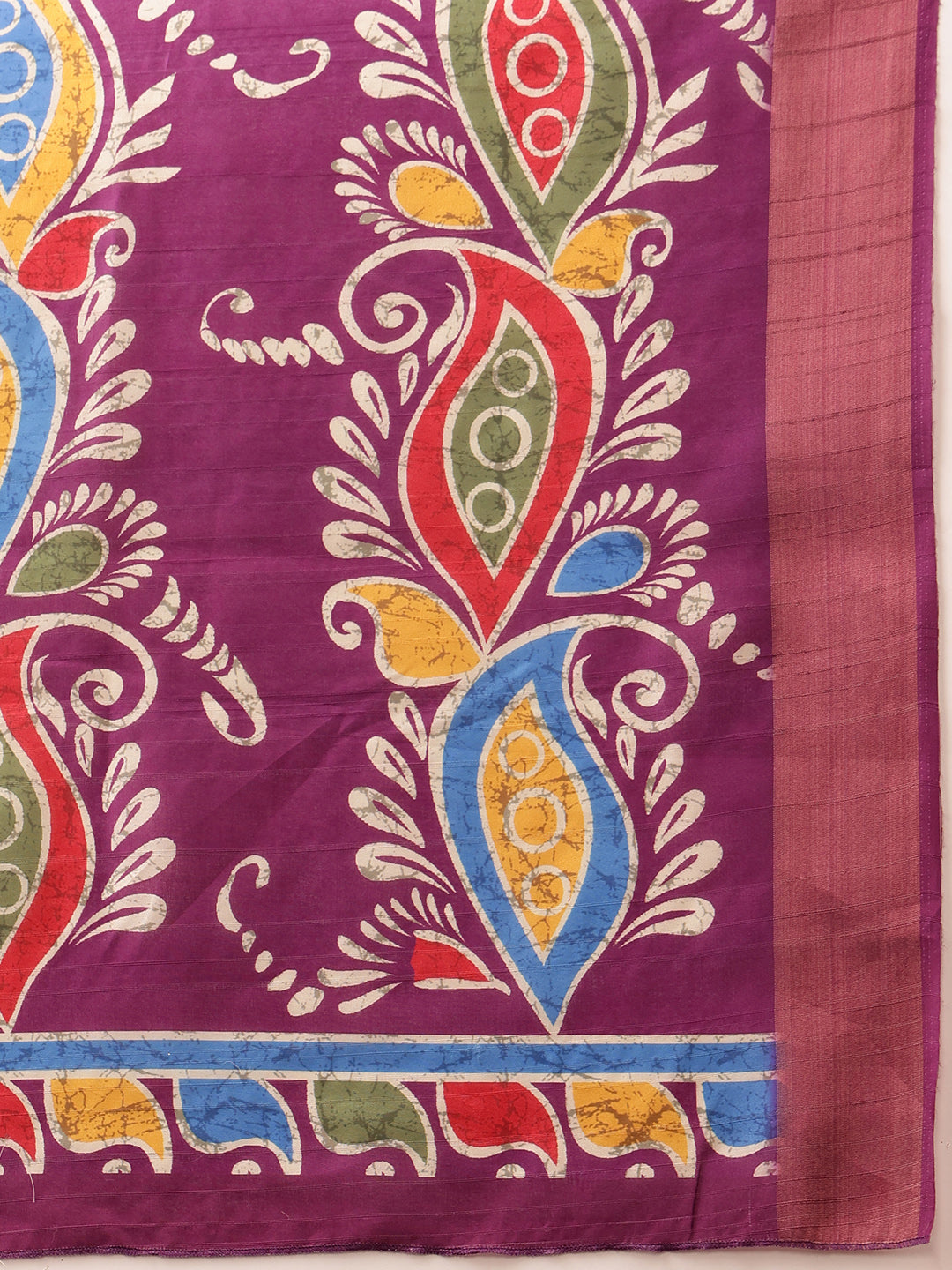 Hiral Fashion Purple Ikkat Kotha Silk Floral Digital Print Saree | Grocsy