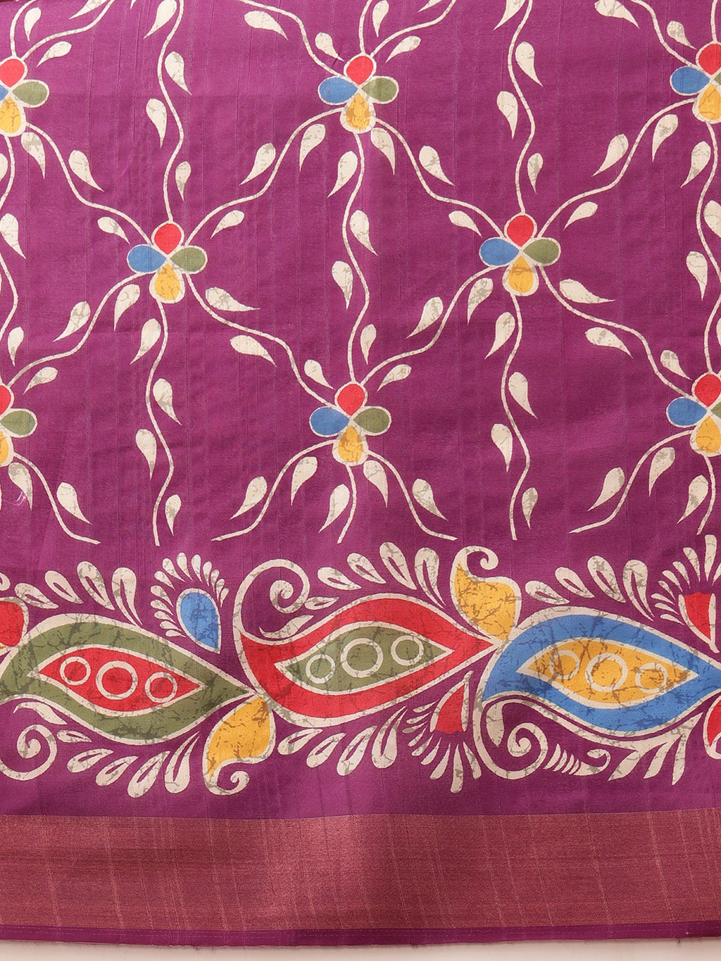 Hiral Fashion Purple Ikkat Kotha Silk Floral Digital Print Saree | Grocsy