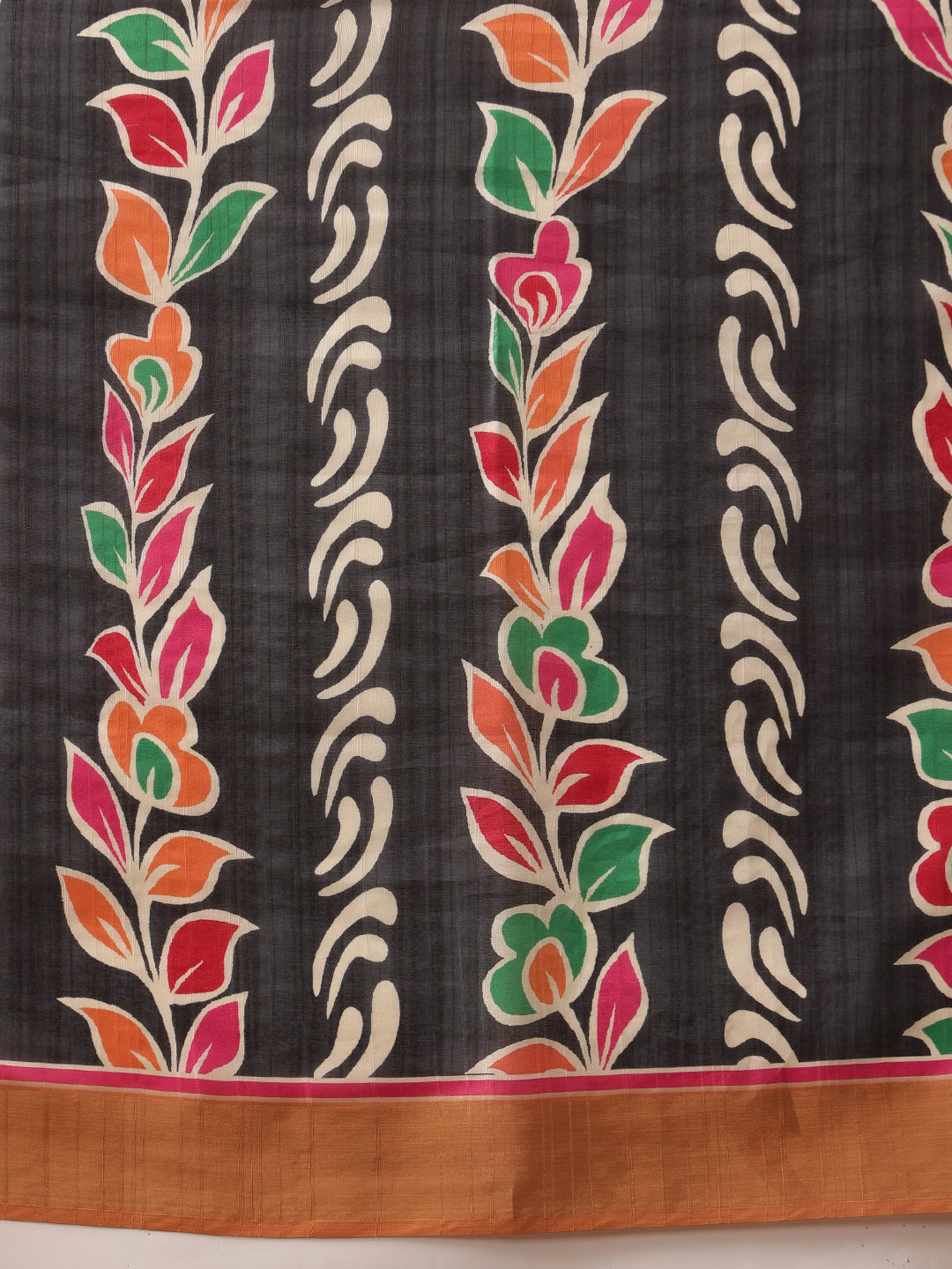 Hiral Fashion Black Banarasi Silk Blend Floral Digital Printed Saree | Grocsy