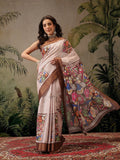 Hiral Fashion Multi Banarasi Silk Blend Floral Digital Printed Saree | Grocsy
