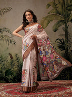 Hiral Fashion Multi Banarasi Silk Blend Floral Digital Printed Saree | Grocsy