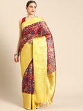 Maroon Munga Silk Digital Print Floral Saree with Unstitched Blouse - Hiral Fashion | Grocsy