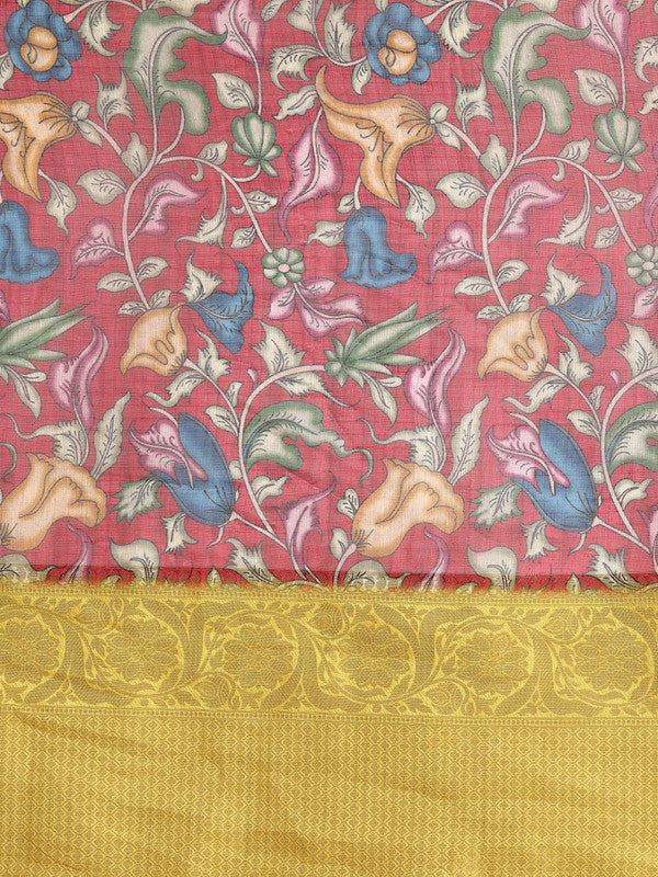 Maroon Munga Silk Digital Print Floral Saree with Unstitched Blouse - Hiral Fashion | Grocsy