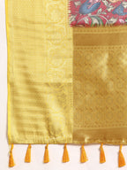 Maroon Munga Silk Digital Print Floral Saree with Unstitched Blouse - Hiral Fashion | Grocsy