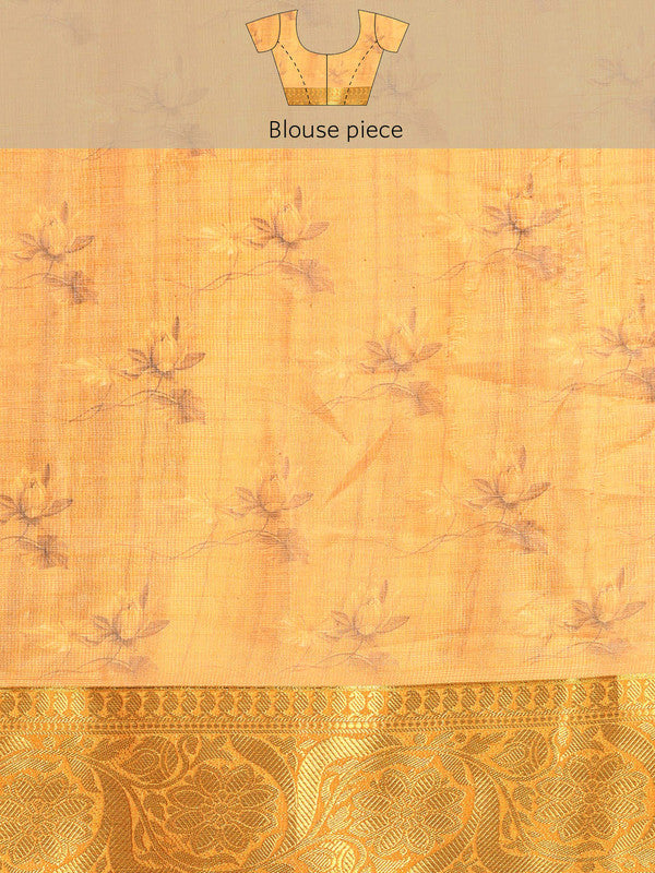 Turquoise Munga Silk Digital Print Floral Saree with Unstitched Blouse - Hiral Fashion | Grocsy