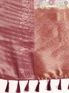 Beige Munga Silk Digital Print Floral Saree with Unstitched Blouse - Hiral Fashion | Grocsy
