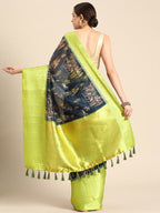 Gray Munga Silk Digital Print Floral Saree with Unstitched Blouse - Hiral Fashion | Grocsy
