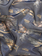 Gray Munga Silk Digital Print Floral Saree with Unstitched Blouse - Hiral Fashion | Grocsy