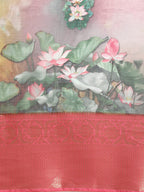 Multicolor Munga Silk Digital Print Floral Saree with Unstitched Blouse - Hiral Fashion | Grocsy