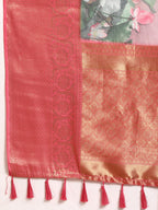 Multicolor Munga Silk Digital Print Floral Saree with Unstitched Blouse - Hiral Fashion | Grocsy