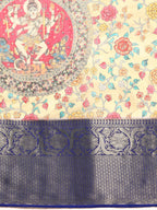 Beige Munga Silk Digital Print Floral Saree with Unstitched Blouse - Hiral Fashion | Grocsy