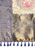 Beige Munga Silk Digital Print Floral Saree with Unstitched Blouse - Hiral Fashion | Grocsy