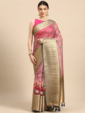 Beige Munga Silk Digital Print Floral Saree with Unstitched Blouse - Hiral Fashion | Grocsy
