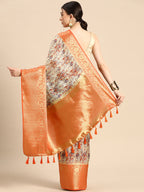 Multicolor Munga Silk Digital Print Abstract Saree with Unstitched Blouse - Hiral Fashion | Grocsy