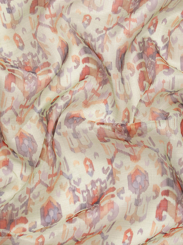Multicolor Munga Silk Digital Print Abstract Saree with Unstitched Blouse - Hiral Fashion | Grocsy