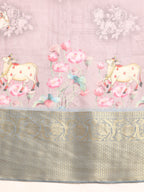 Rust Munga Silk Digital Print Animal Print Saree with Unstitched Blouse - Hiral Fashion | Grocsy