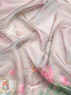 Gray Munga Silk Digital Print Kalamkari Saree with Unstitched Blouse - Hiral Fashion | Grocsy
