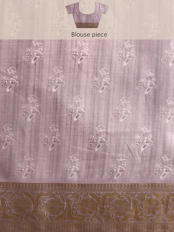 Gray Munga Silk Digital Print Kalamkari Saree with Unstitched Blouse - Hiral Fashion | Grocsy