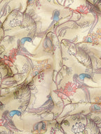 Beige Munga Silk Digital Print Kalamkari Saree with Unstitched Blouse - Hiral Fashion | Grocsy