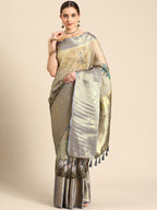 Olive Munga Silk Digital Print Kalamkari Saree with Unstitched Blouse - Hiral Fashion | Grocsy