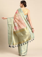Peach Munga Silk Digital Print Animal Print Saree with Unstitched Blouse - Hiral Fashion | Grocsy