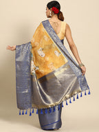 Mustard Munga Silk Digital Print Animal Print Saree with Unstitched Blouse - Hiral Fashion | Grocsy