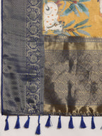 Mustard Munga Silk Digital Print Animal Print Saree with Unstitched Blouse - Hiral Fashion | Grocsy