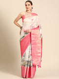 Off White Munga Silk Digital Print Animal Print Saree with Unstitched Blouse - Hiral Fashion | Grocsy