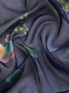 Navy Blue Munga Silk Digital Print Animal Print Saree with Unstitched Blouse - Hiral Fashion | Grocsy