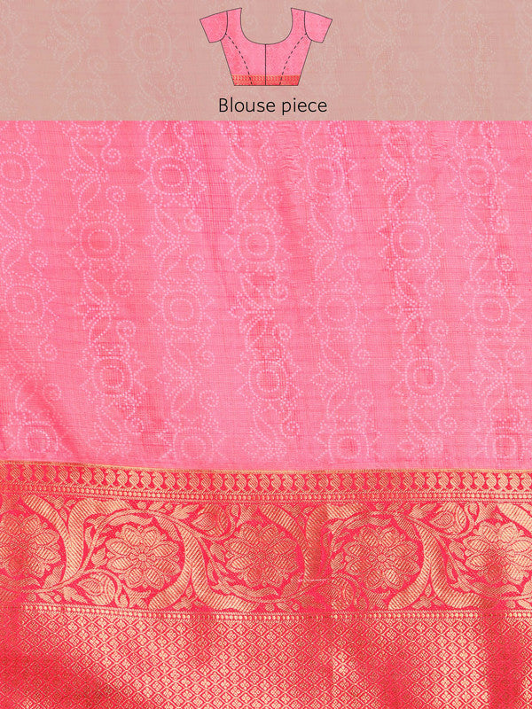 Gray Munga Silk Digital Print Bandhani Saree with Unstitched Blouse - Hiral Fashion | Grocsy