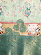 Green Munga Silk Digital Print Animal Print Saree with Unstitched Blouse - Hiral Fashion | Grocsy