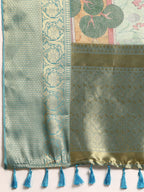 Green Munga Silk Digital Print Animal Print Saree with Unstitched Blouse - Hiral Fashion | Grocsy