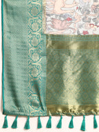 Gray Munga Silk Digital Print Animal Print Saree with Unstitched Blouse - Hiral Fashion | Grocsy