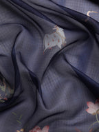 Navy Blue Munga Silk Digital Print Animal Print Saree with Unstitched Blouse - Hiral Fashion | Grocsy