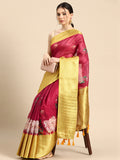 Red Munga Silk Digital Print Animal Print Saree with Unstitched Blouse - Hiral Fashion | Grocsy