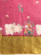 Red Munga Silk Digital Print Animal Print Saree with Unstitched Blouse - Hiral Fashion | Grocsy
