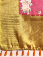 Red Munga Silk Digital Print Animal Print Saree with Unstitched Blouse - Hiral Fashion | Grocsy