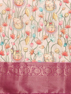 Beige Munga Silk Digital Print Animal Print Saree with Unstitched Blouse - Hiral Fashion | Grocsy