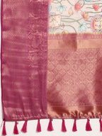 Beige Munga Silk Digital Print Animal Print Saree with Unstitched Blouse - Hiral Fashion | Grocsy