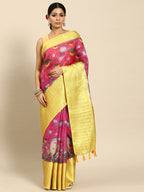 Pink Munga Silk Digital Print Animal Print Saree with Unstitched Blouse - Hiral Fashion | Grocsy
