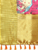 Pink Munga Silk Digital Print Animal Print Saree with Unstitched Blouse - Hiral Fashion | Grocsy