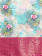 Multicolor Munga Silk Digital Print Floral Saree with Unstitched Blouse - Hiral Fashion | Grocsy