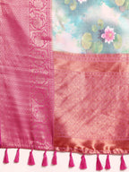 Multicolor Munga Silk Digital Print Floral Saree with Unstitched Blouse - Hiral Fashion | Grocsy