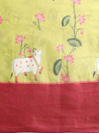 Olive Munga Silk Digital Print Animal Print Saree with Unstitched Blouse - Hiral Fashion | Grocsy