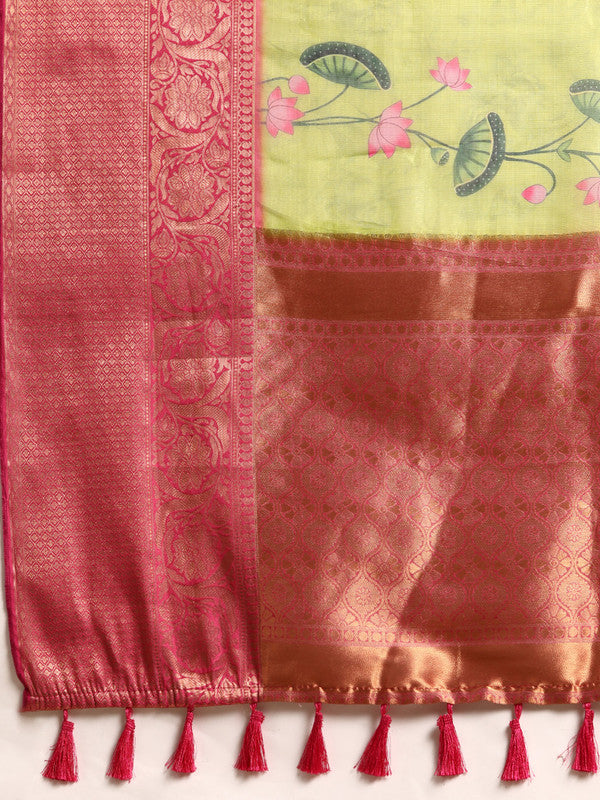 Olive Munga Silk Digital Print Animal Print Saree with Unstitched Blouse - Hiral Fashion | Grocsy
